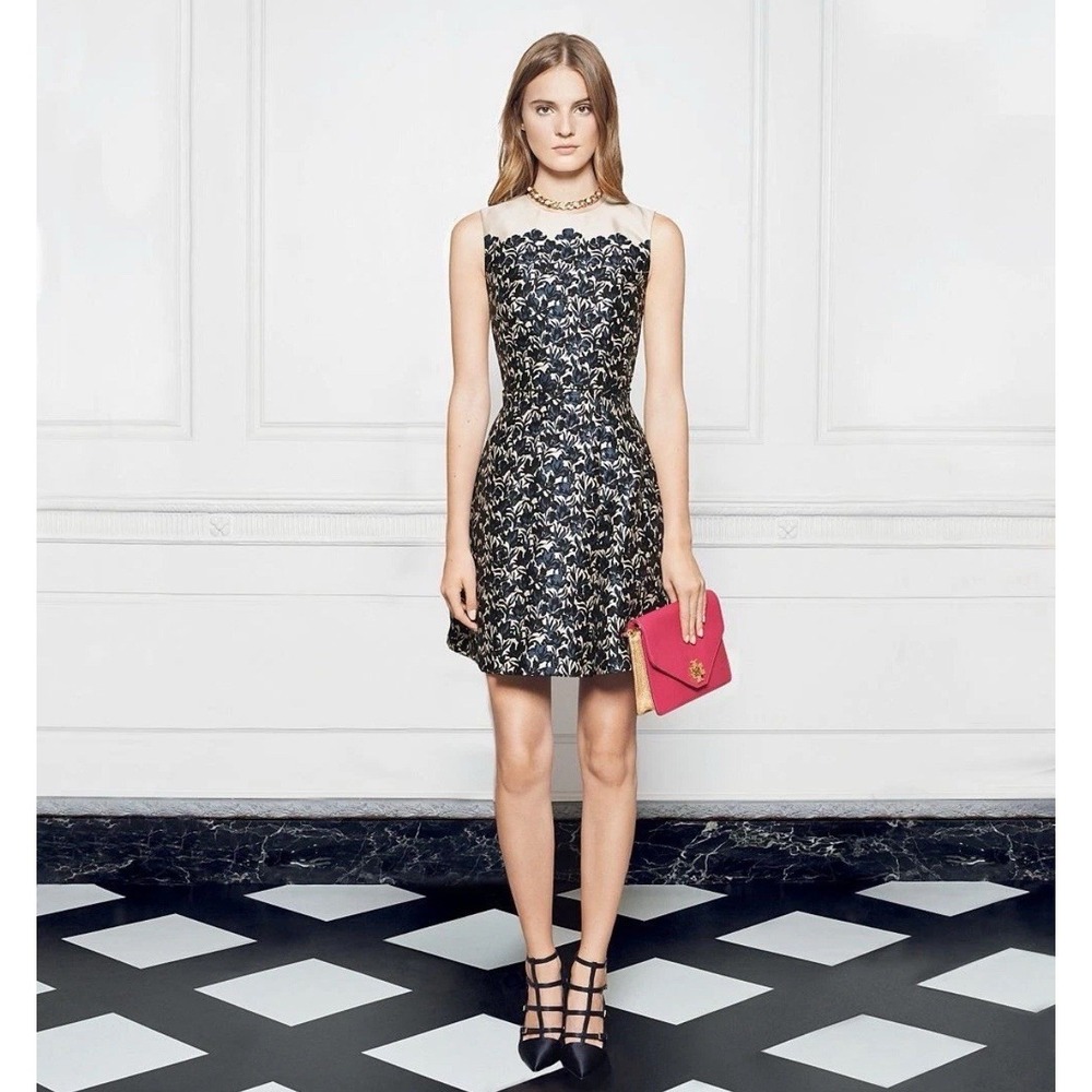 Tory Burch $500 Rayna Silk Wool Fit & Flare Dress‎ Nouveau Floral Size 2 XS
